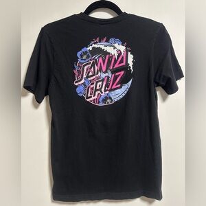 Santa Cruz Skateboards Black Tee with Pink and Blue Graphic